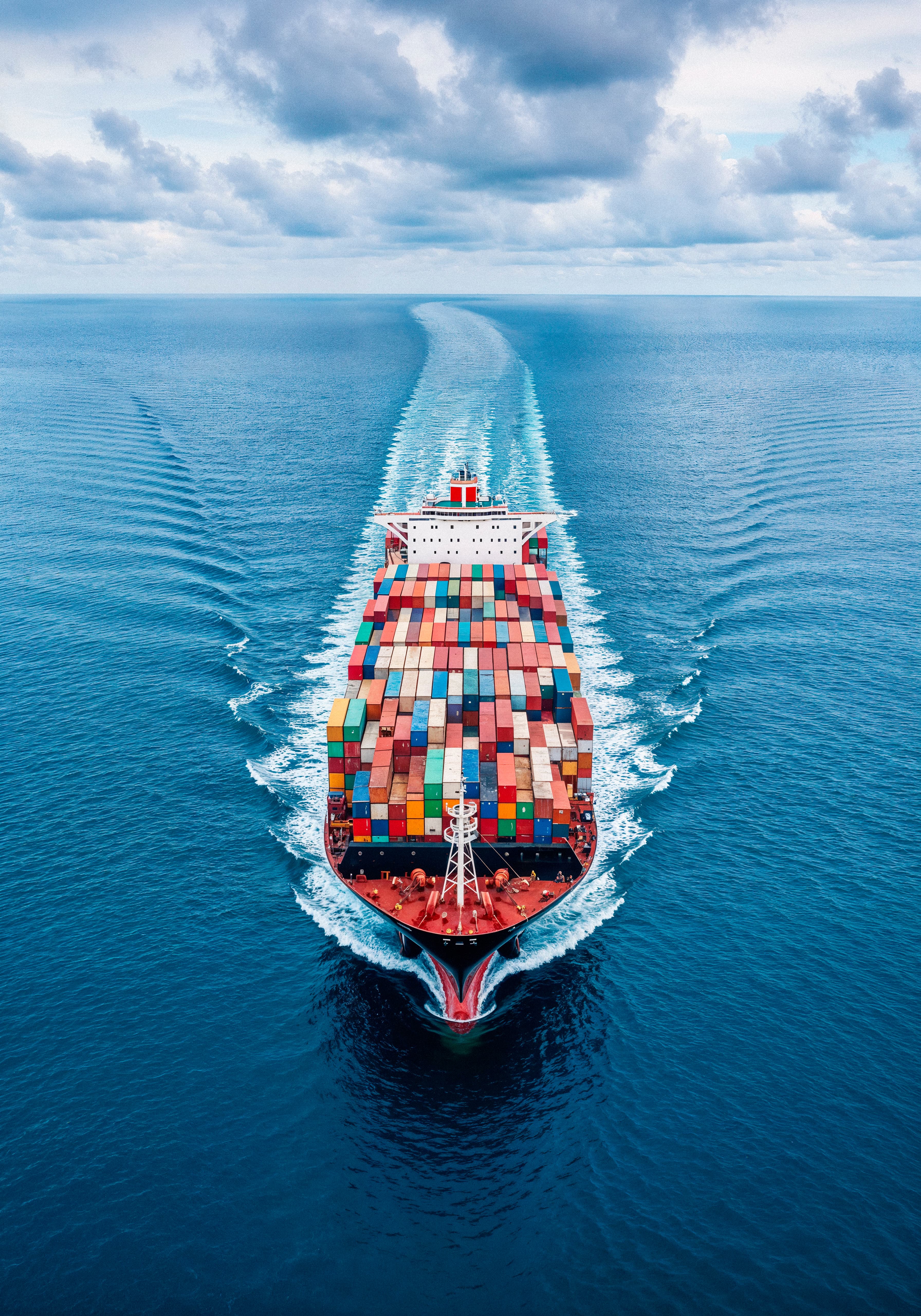 Container ship at sea with containers (Harsh overlay)